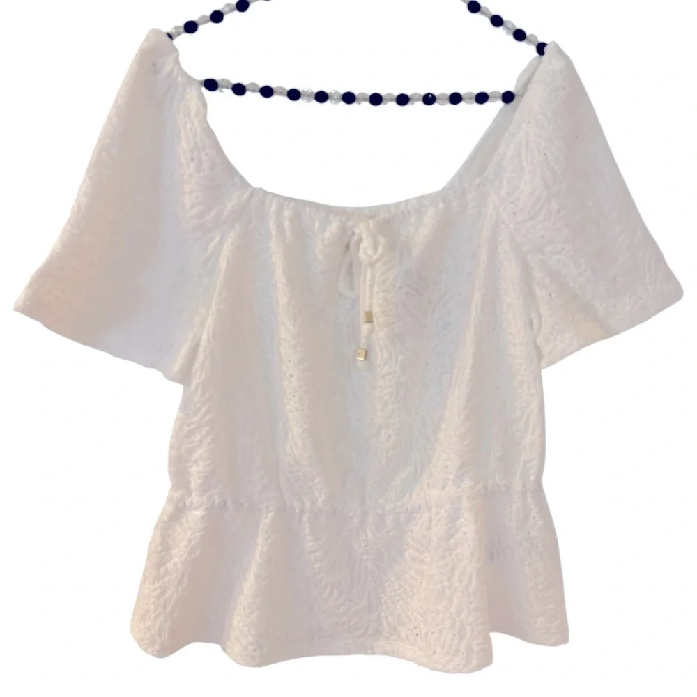Michael Kors new White Textured Women's Top  stretchy, with beautiful fabric